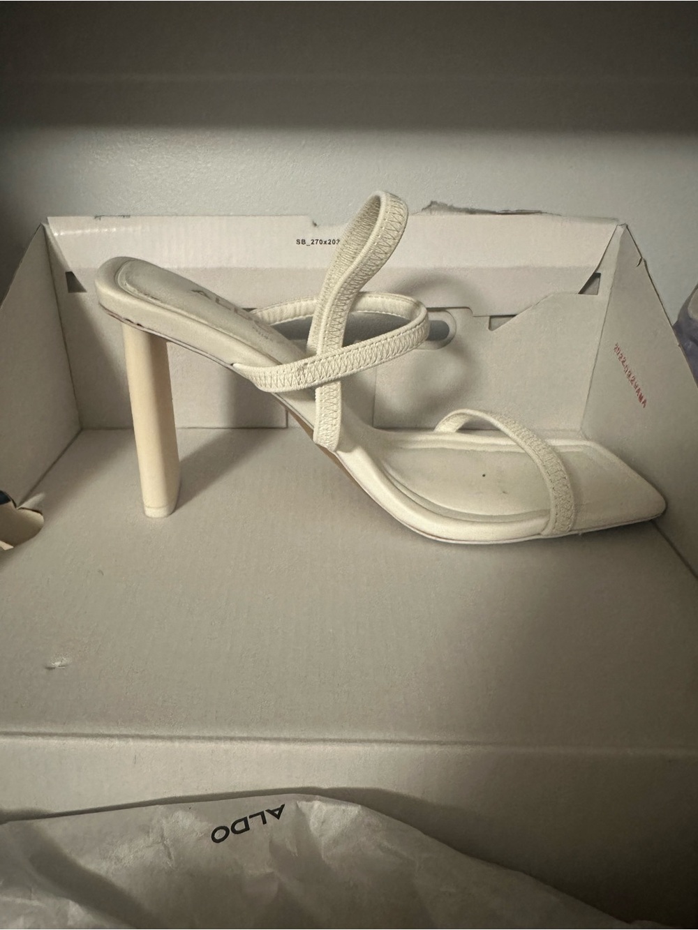 ALDO Ivory Strappy Square Toe Stiletto Sandal